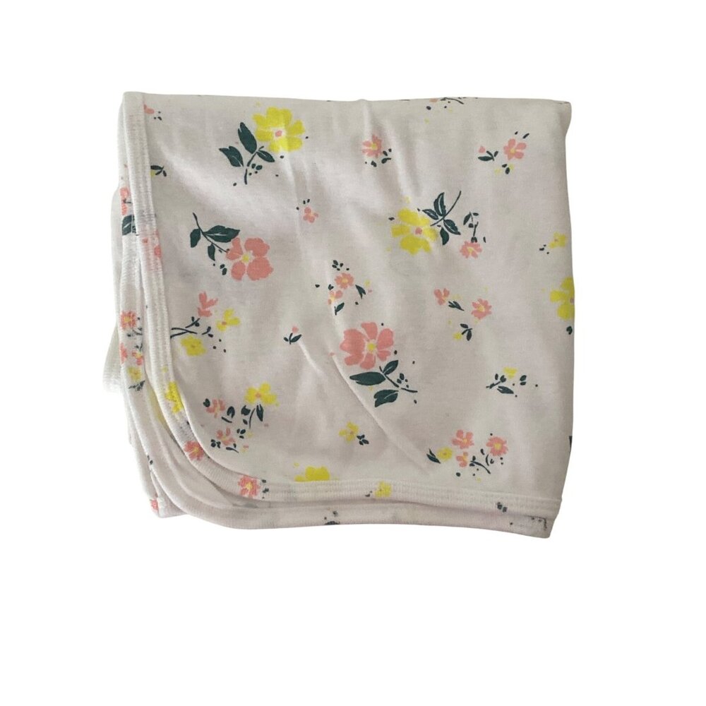Carter's Crib Baby Blanket White Yellow Pink Floral Lovey OS
